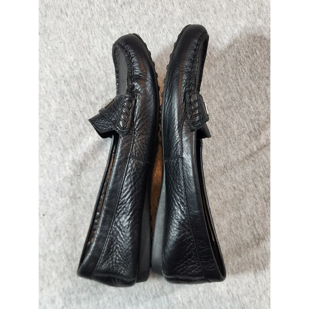 Coach Loafers Womens 7B Black Fair G2229 Pebbled Leather Driving Flats Logo